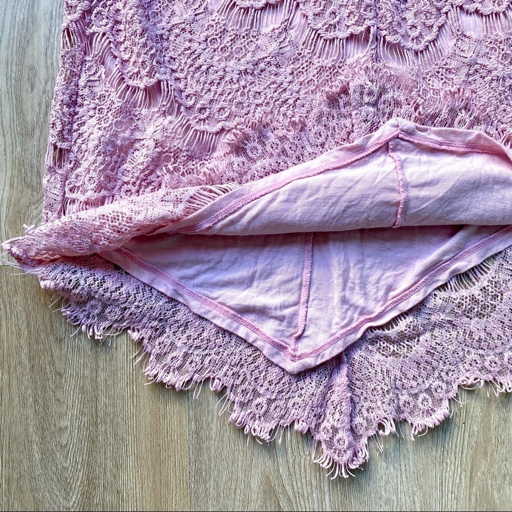 Intimately Free People Pink Lace Racer Back Dress Fitted High Neck - Picture 3 of 10